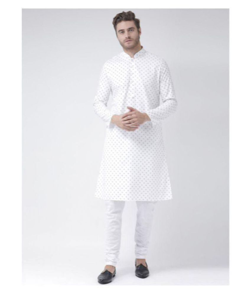     			Deyann White Linen Kurta Pyjama Set