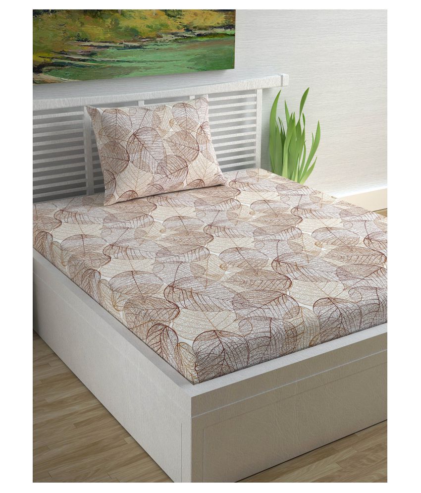     			DIVINE CASA Cotton Single Bedsheet with 1 Pillow Cover ( 220 cm x 140 cm )