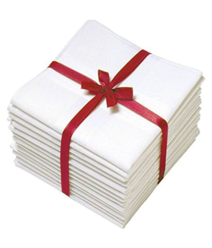     			100% Cotton White Handkerchief For Men Set of 12 PCs_size: 44 cm×44 cm