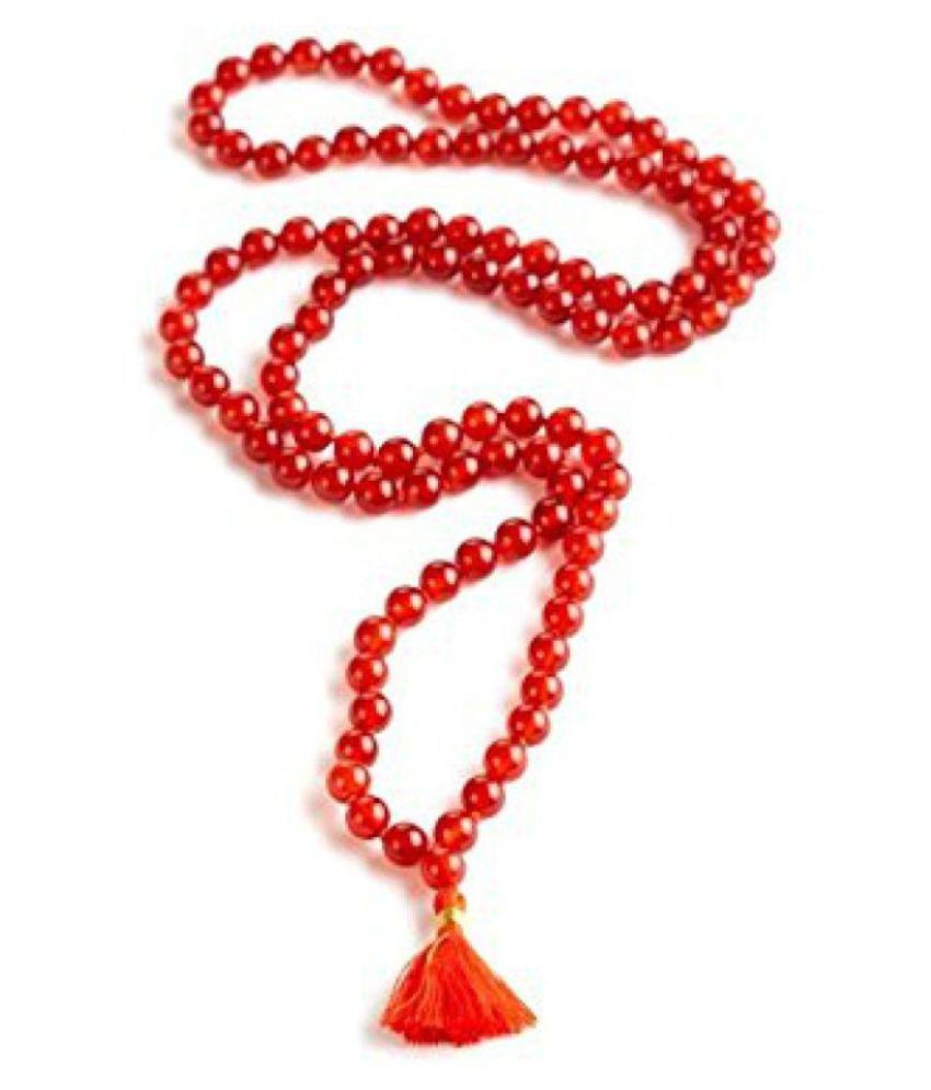     			Malabar Gems Red Carnelian 108+1 Beads 8 mm Rosary Mala with Lab Certification