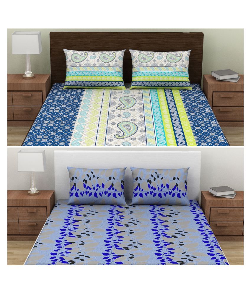 AMMAYA Cotton 2 Double Bedsheets with 4 Pillow Covers Buy AMMAYA