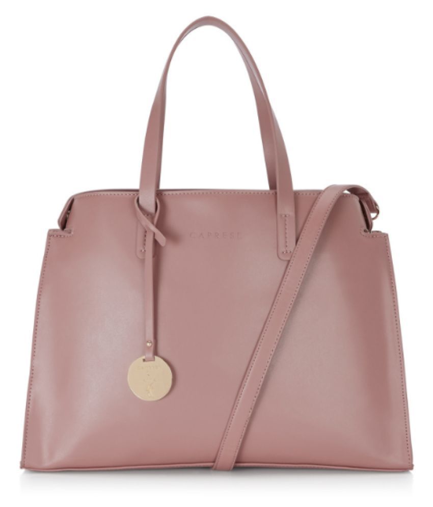 Caprese Pink Faux Leather Satchel Bag - Buy Caprese Pink Faux Leather ...