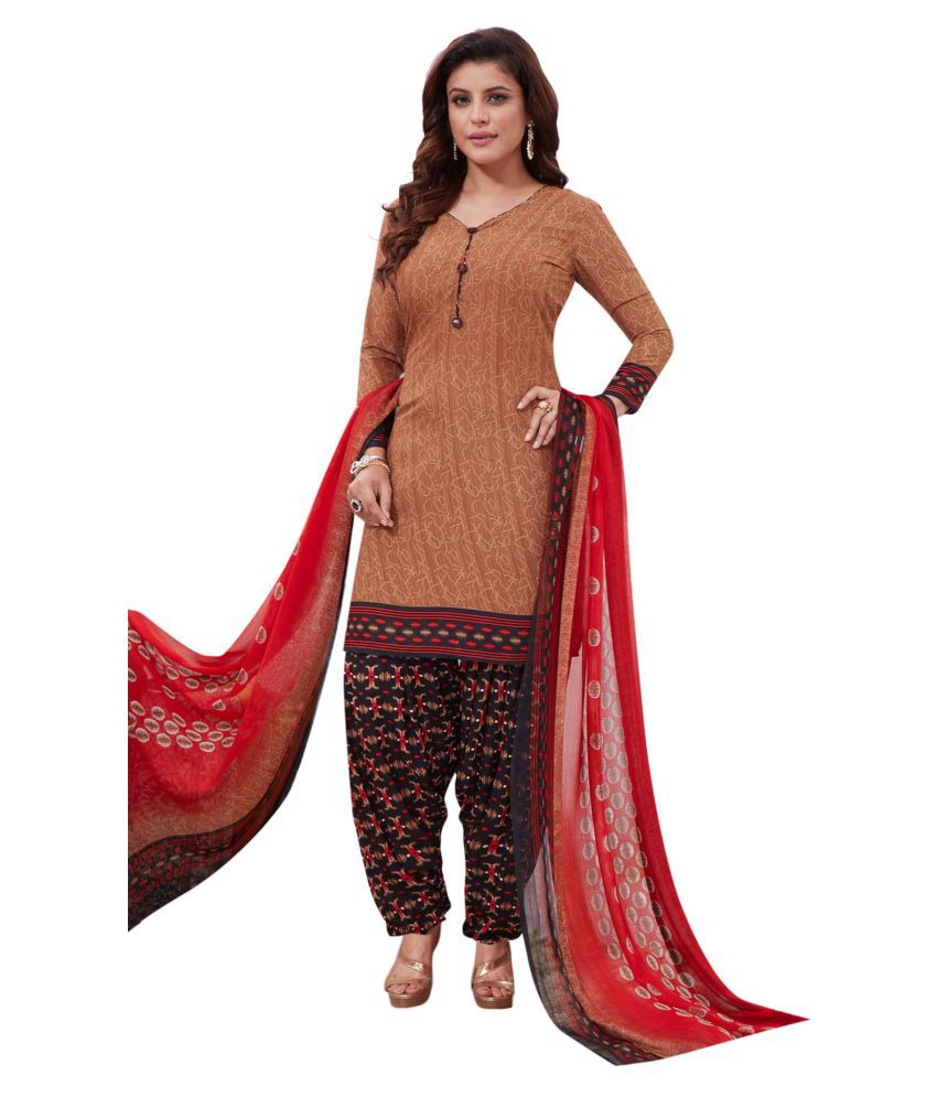 Salwar Studio Brown Synthetic Dress Material - Buy Salwar Studio Brown ...