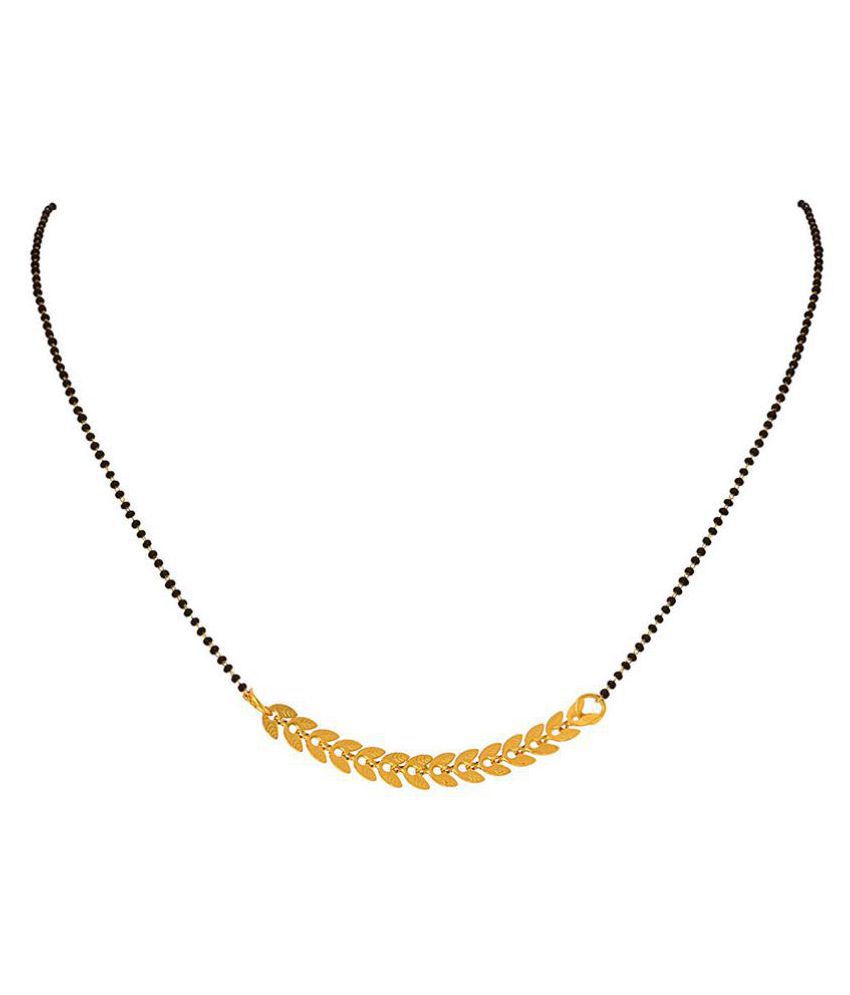     			Jewellery for Less Traditional Ethnic 1g Gold Plated Designer Mangalsutra with Black Beaded Chain for Women