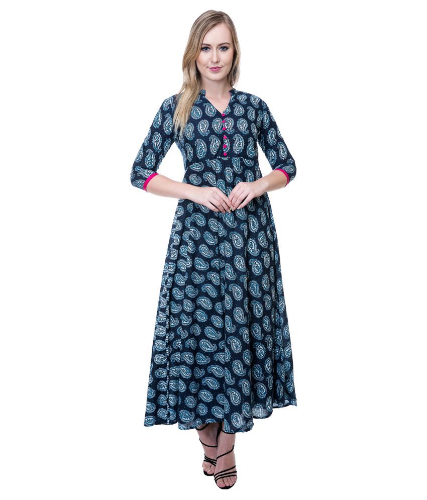 ink blue anarkali