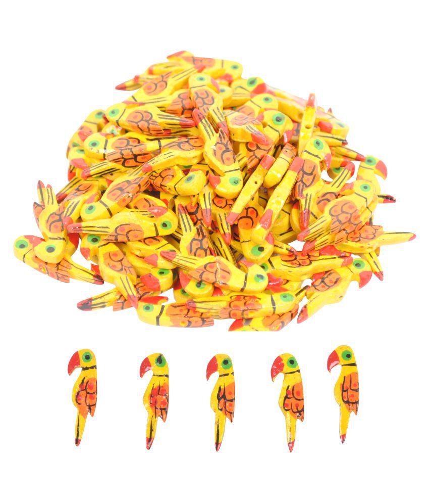     			Wooden Parrot Beads (3.5 cm) Used for Art and Crafts, Dresses, Beading, Pendant Jewelry Making, DIY Crafts & School Project etc Pack of 50 - Color - Yellow