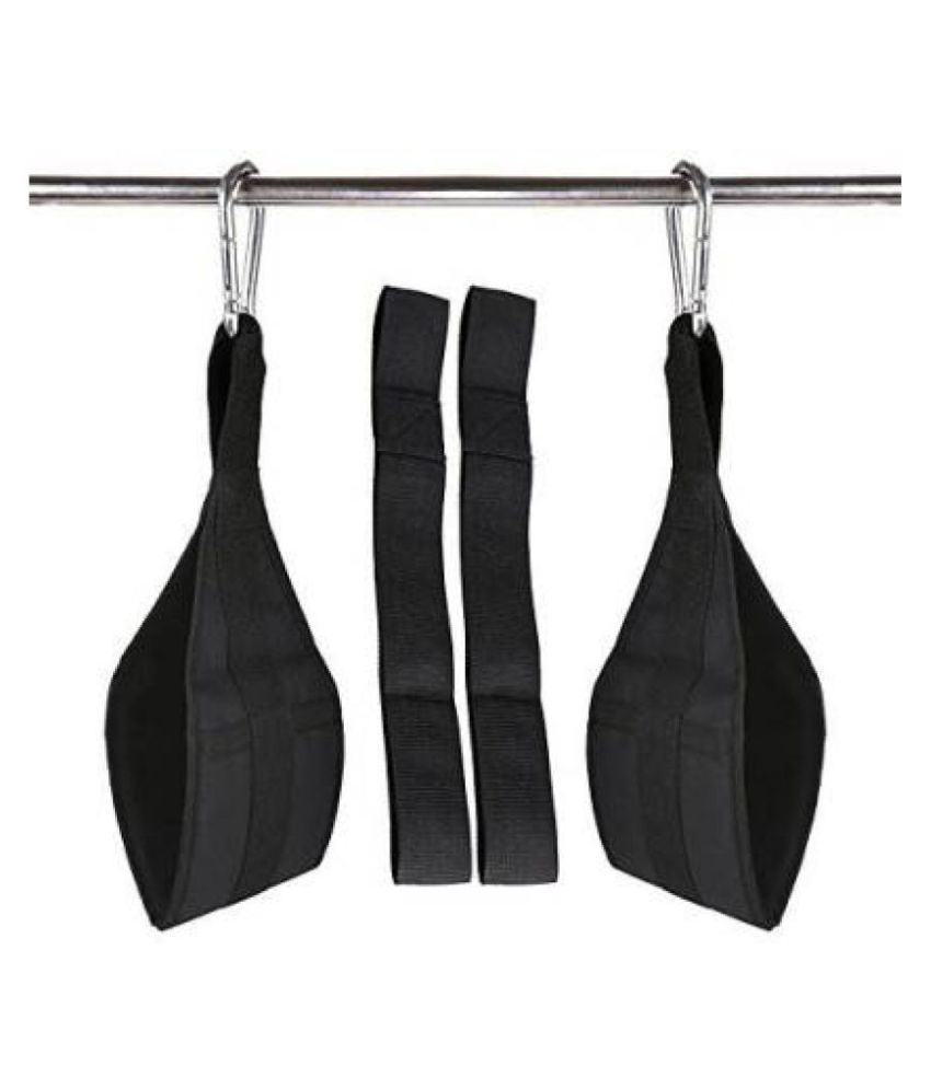     			Leosportz 1Pair Ab Straps Gym Hanging Fitness Sling Abdominal Straps With Quick Locks for Pull Up Fitness Elbow Support  (Black)