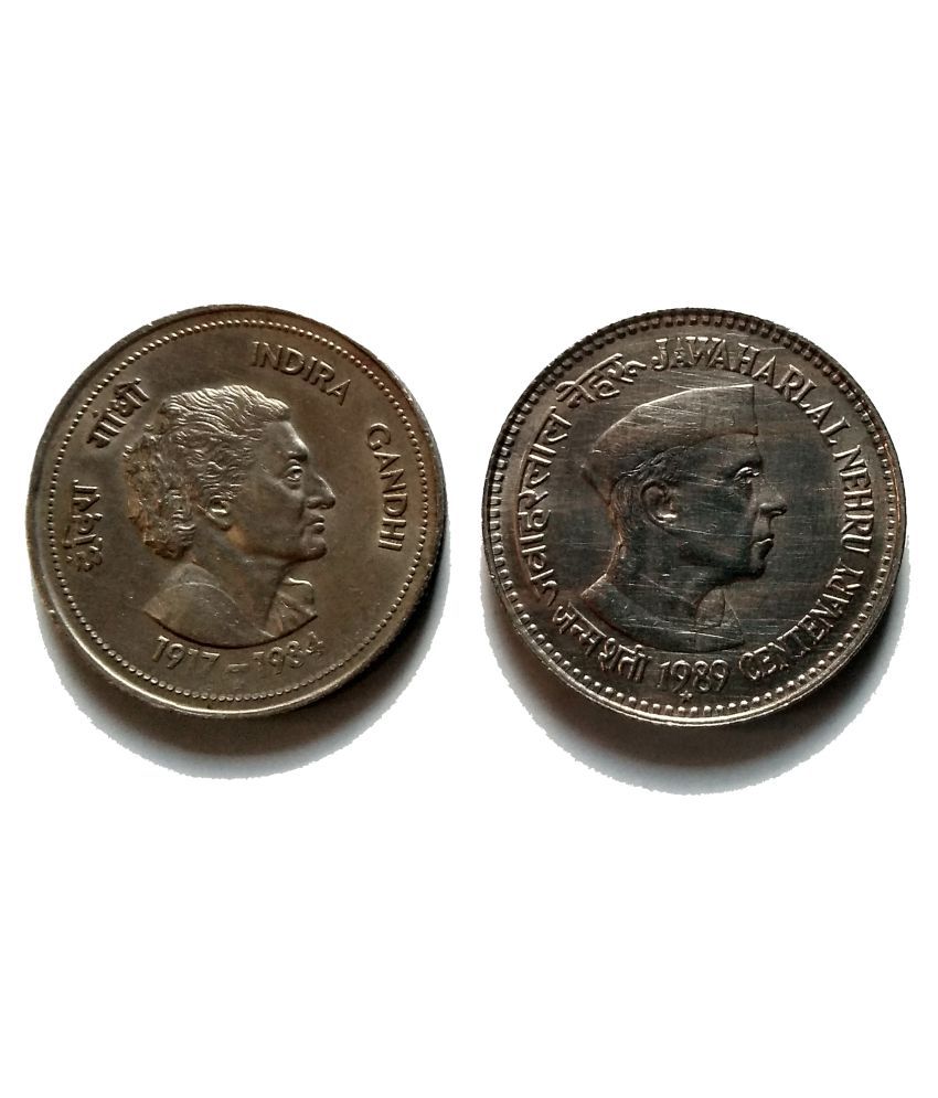 5 rupee big combo pack indira and nehru 2 coins set: Buy 5 rupee big ...