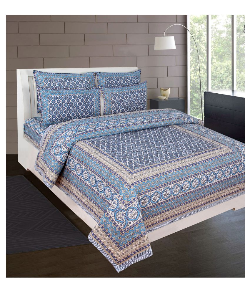 Beautiful Homes Cotton Double Bedsheet with 2 Pillow Covers - Buy ...