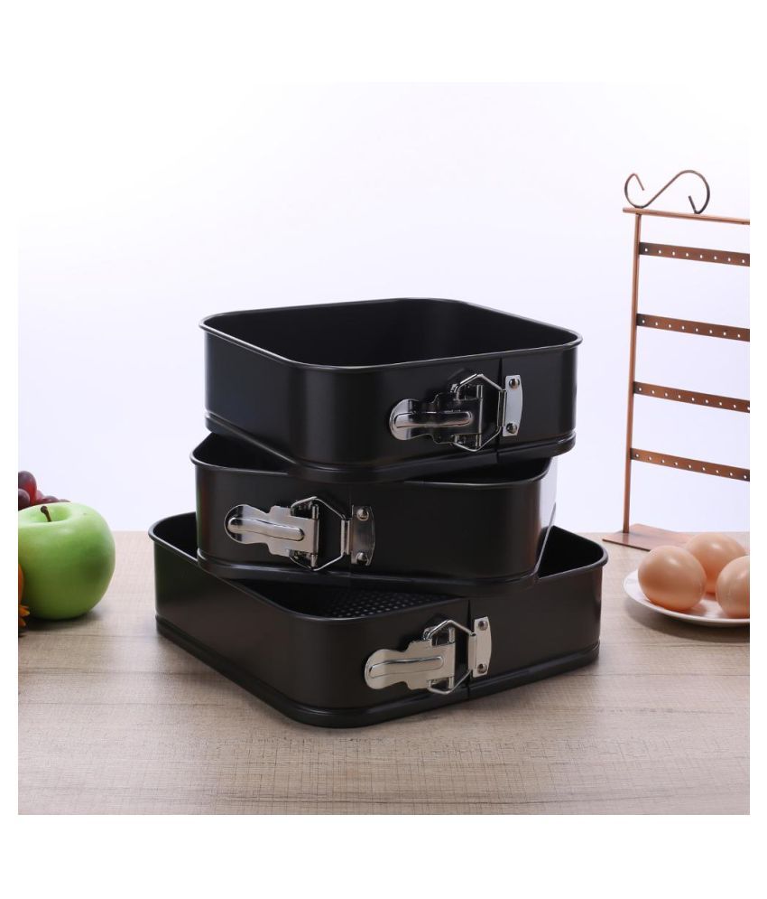NEW 3PC NON STICK SPRINGFORM CAKE PAN BAKING BAKE SQUARE TRAY TINS Buy