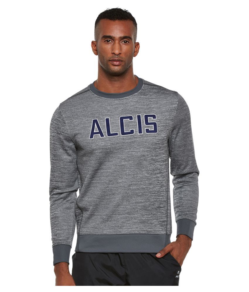Alcis Dark Grey Polyester Fleece Sweatshirt