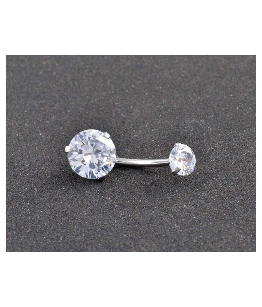 L Surgical Steel Double Round Cubic Zircon S Internally Threaded