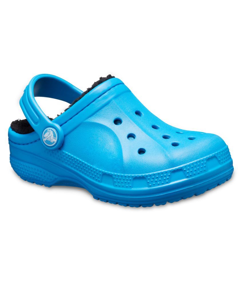 mineral blue lined crocs