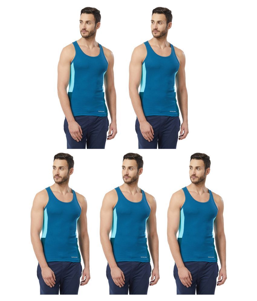     			Fruit Of The Loom Blue Sleeveless Vests Pack of 5