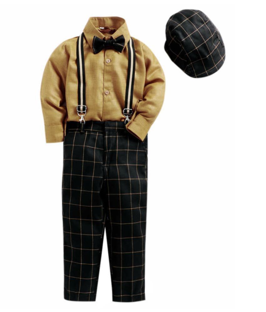 Jeetethnics Brown Silk Boys Suspender Suit Set Buy Jeetethnics Brown