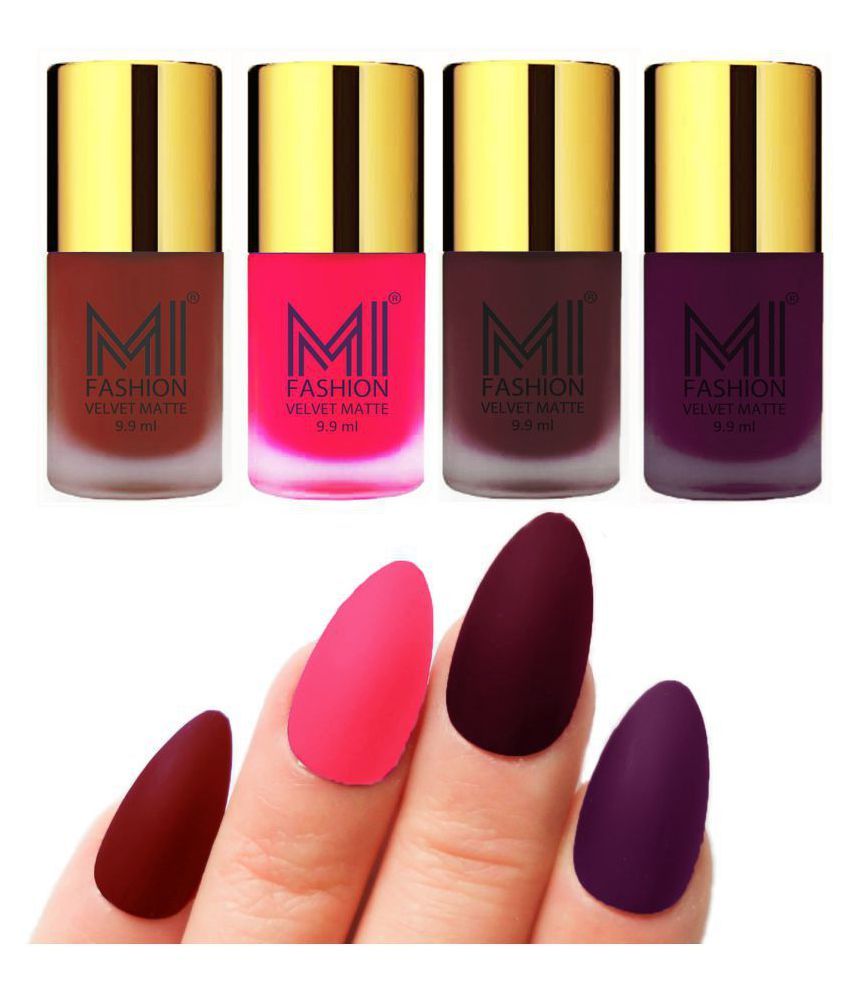     			MI FASHION Matte Nail Paint Set Combo Pink Nail Polish Red Wine,Red Purple Matte Pack of 4 40 mL