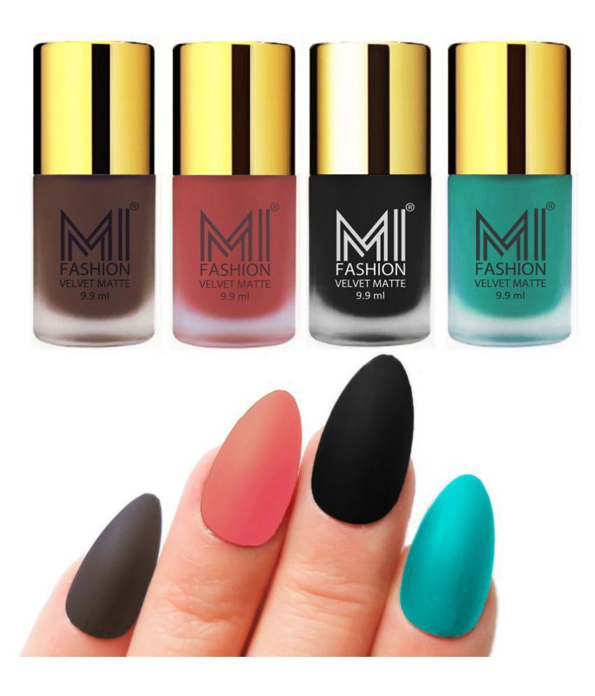     			MI FASHION Matte Nail Paint Set Combo Peach Nail Polish Black,Coffee Blue Matte Pack of 4 40 mL