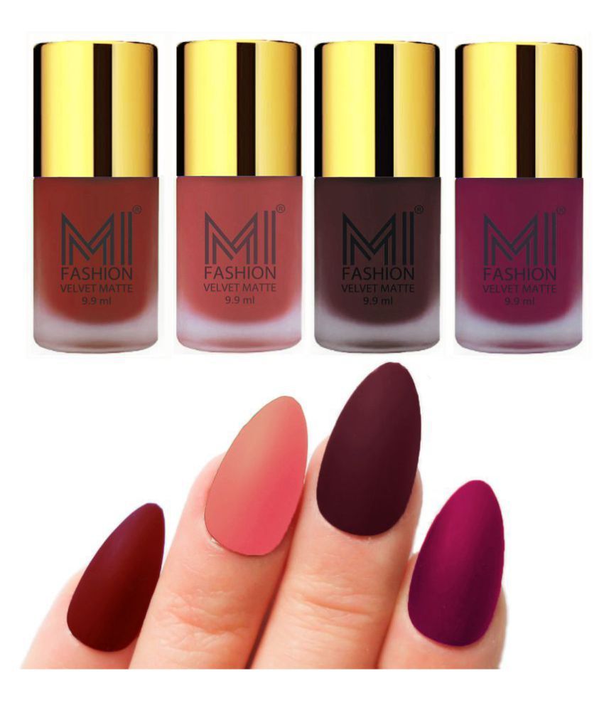     			MI FASHION Matte Nail Paint Set Combo Peach Nail Polish Wine,Red Magenta Matte Pack of 4 40 mL