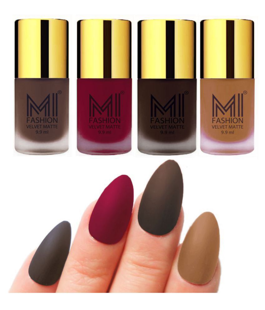     			MI FASHION Matte Nail Paint Set Combo Mauve Nail Polish Dark Brown,Nude Coffee Matte Pack of 4 40 mL