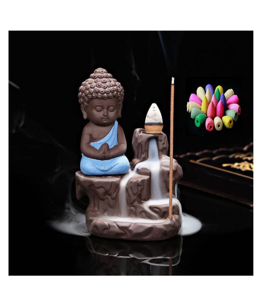     			DEDHAS Smoke Buddha Blue With10pcCone Resin Ganesha Idol 12 x 7 cms Pack of 1