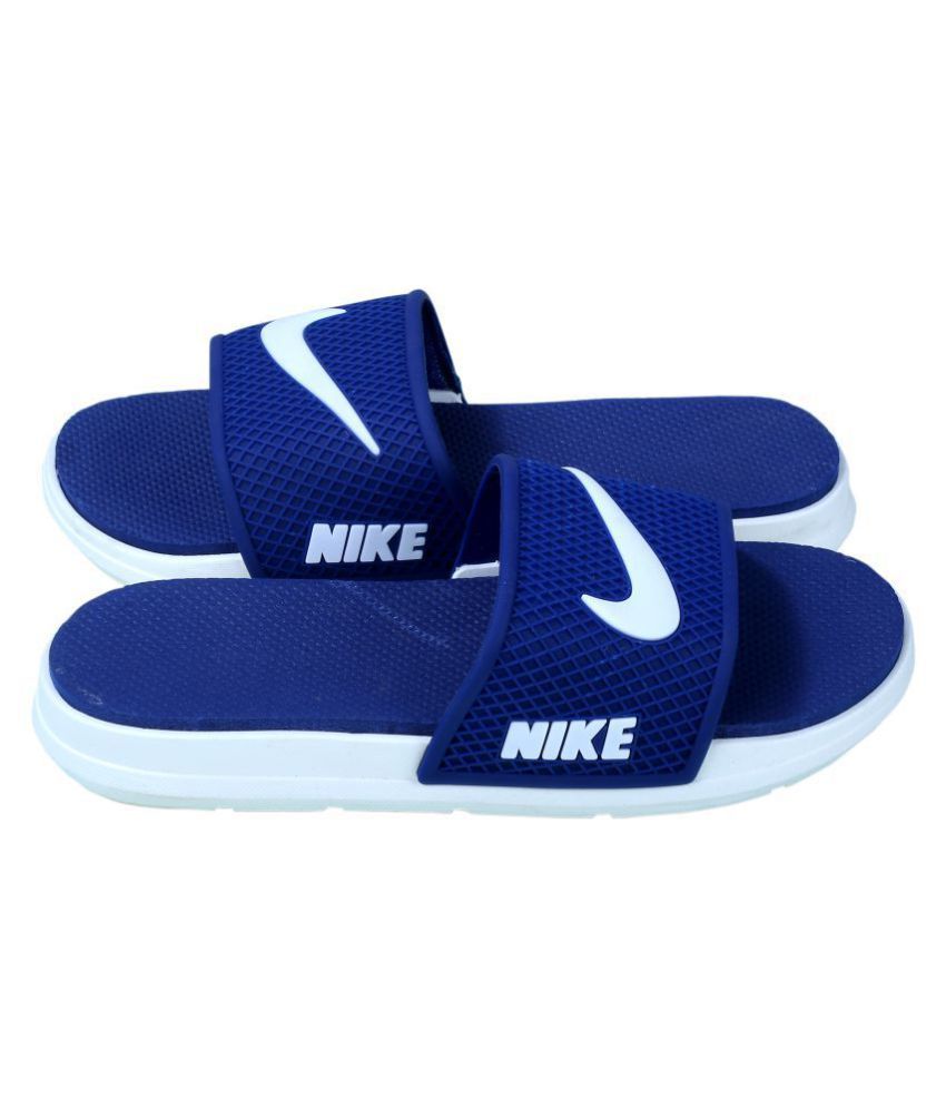 men blue nike slides