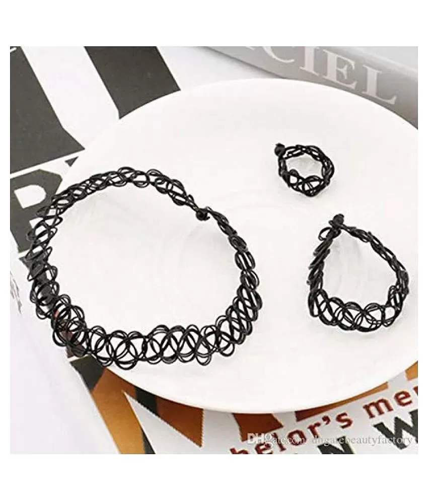Black Tattoo Choker Necklaces - 3 Pack | Icing US