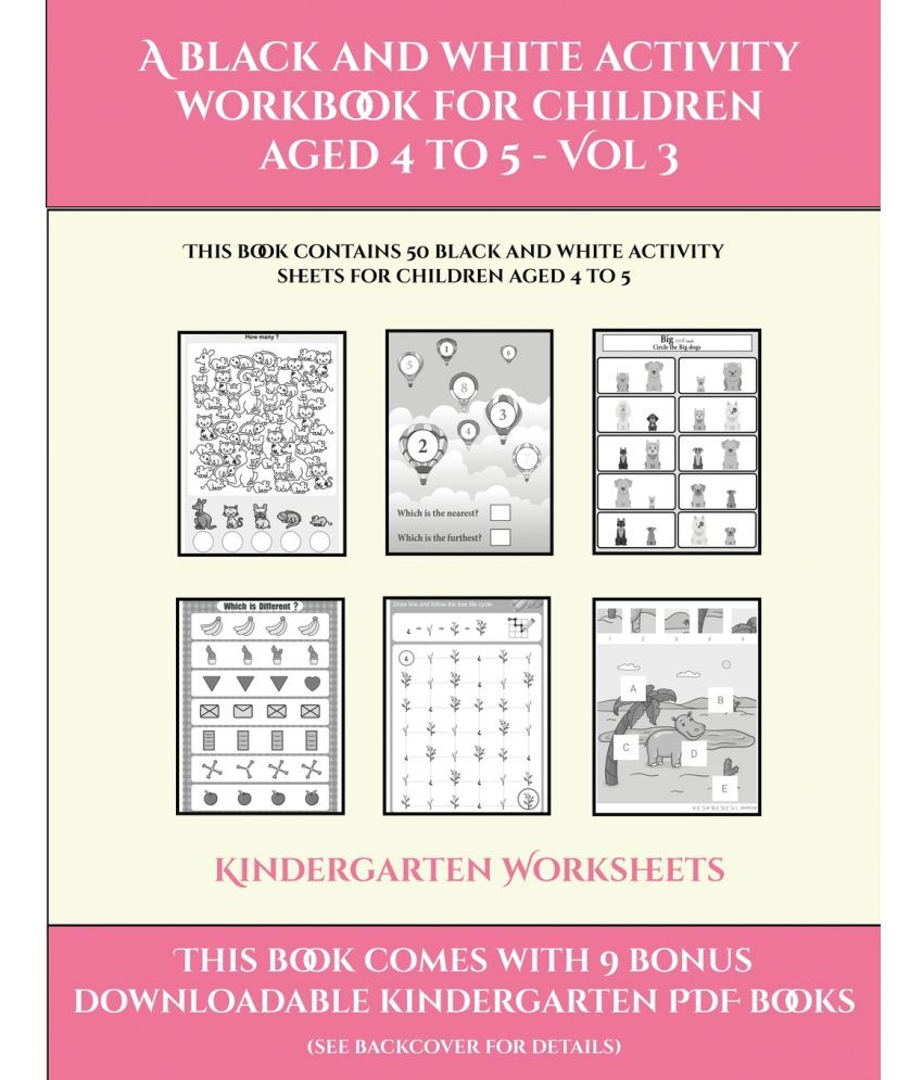 kindergarten worksheets a black and white activity workbook for