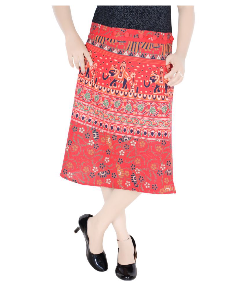 Buy Sttoffa Cotton Wrap Skirt - Red Online at Best Prices in India ...