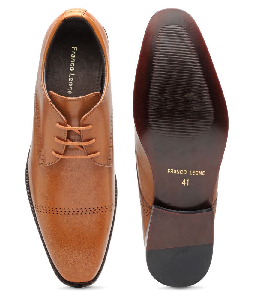 franco leone tan derby shoes