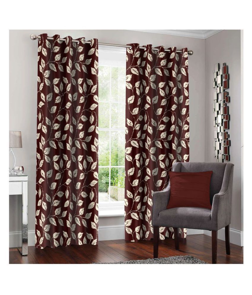 Story Home Set Of 2 Door Semi Transpa Eyelet Polyester Curtains Brown
