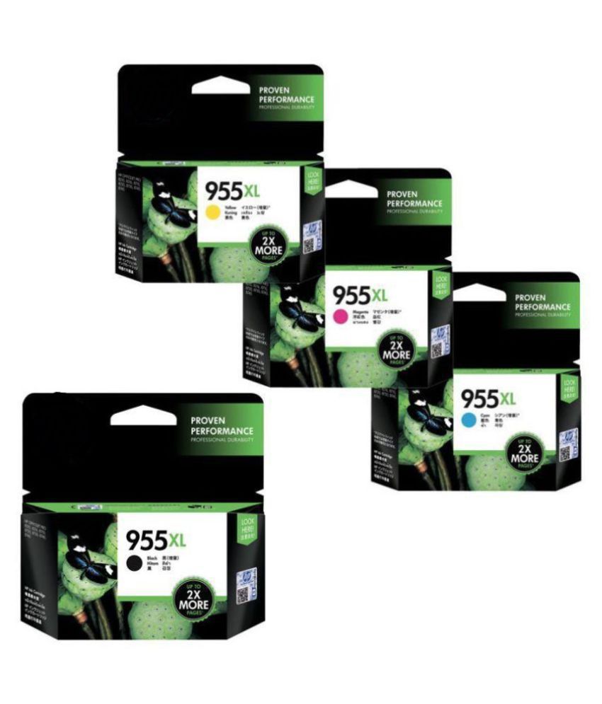 HV INFOTECH 955XL Multicolor Pack of 4 Cartridge for INK HP OfficeJet Pro 7720 Wide Format All ...