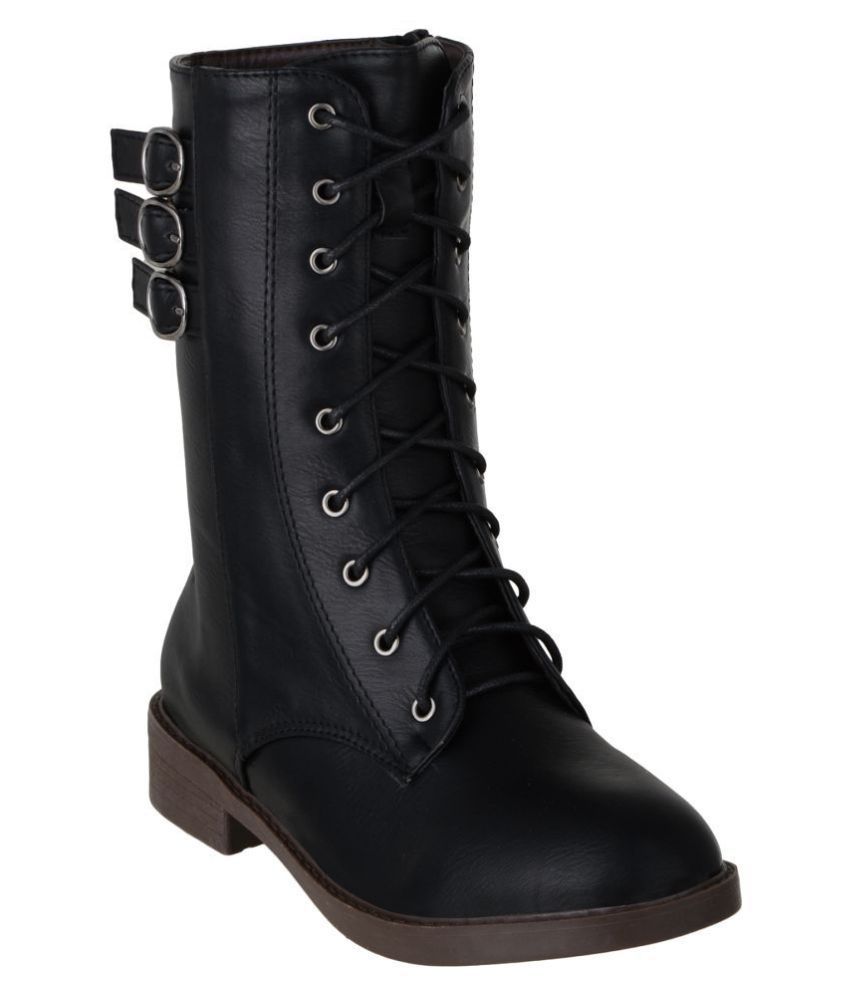 Shuz Touch Black Mid Calf Formal Boots Price in India- Buy Shuz Touch ...