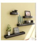 Home Sparkle Floating Shelves Black Wood - Pack of 4