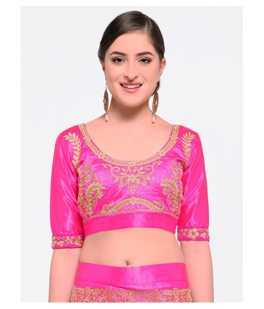 Maroosh Pink Bangalore Silk A-line Semi Stitched Lehenga - Buy Maroosh ...