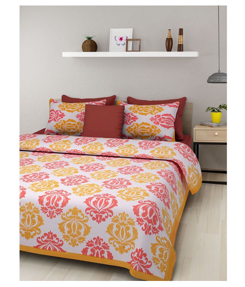     			Uniqchoice Cotton Double Bedsheet with 2 Pillow Covers