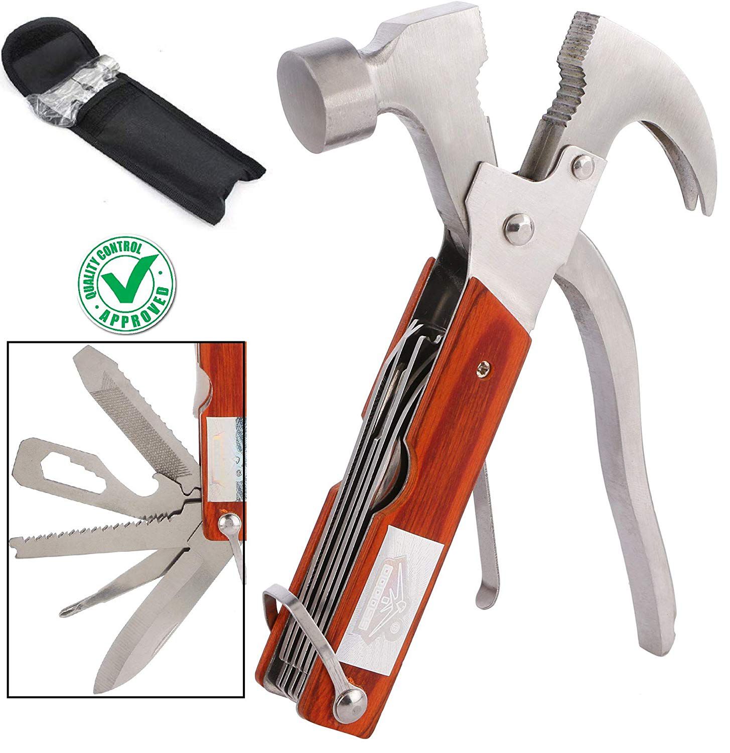 UBUNG-10 in 1 Multi Utility Hammer Tool KIT, Knif Bottle Opener Hammer Nut Car Safety Tool Kit