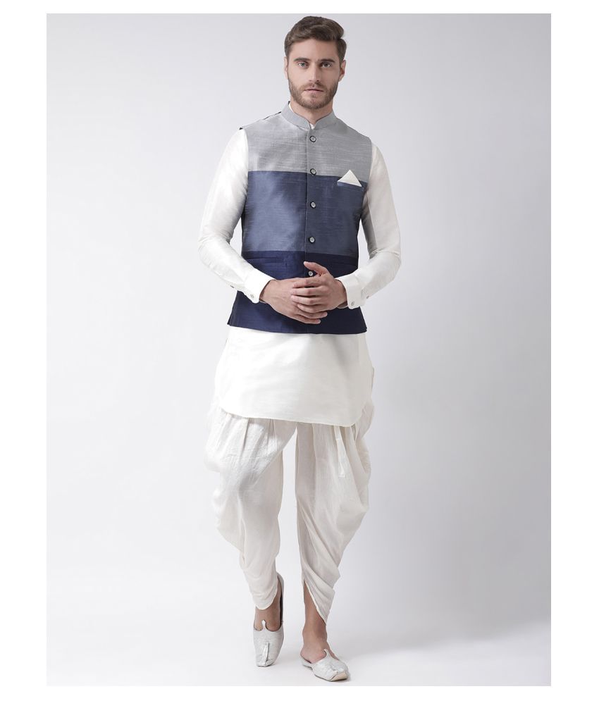     			Deyann Blue Silk Blend Kurta Pyjama Set