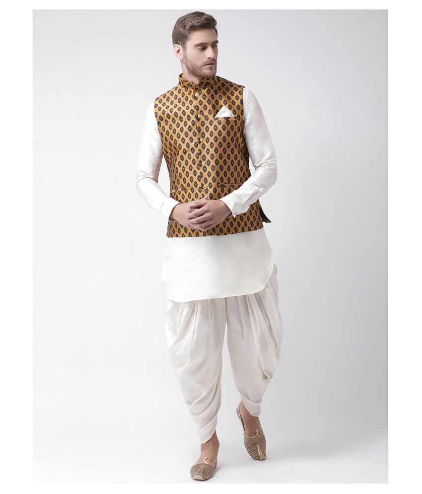     			Deyann Brown Silk Blend Kurta Pyjama Set