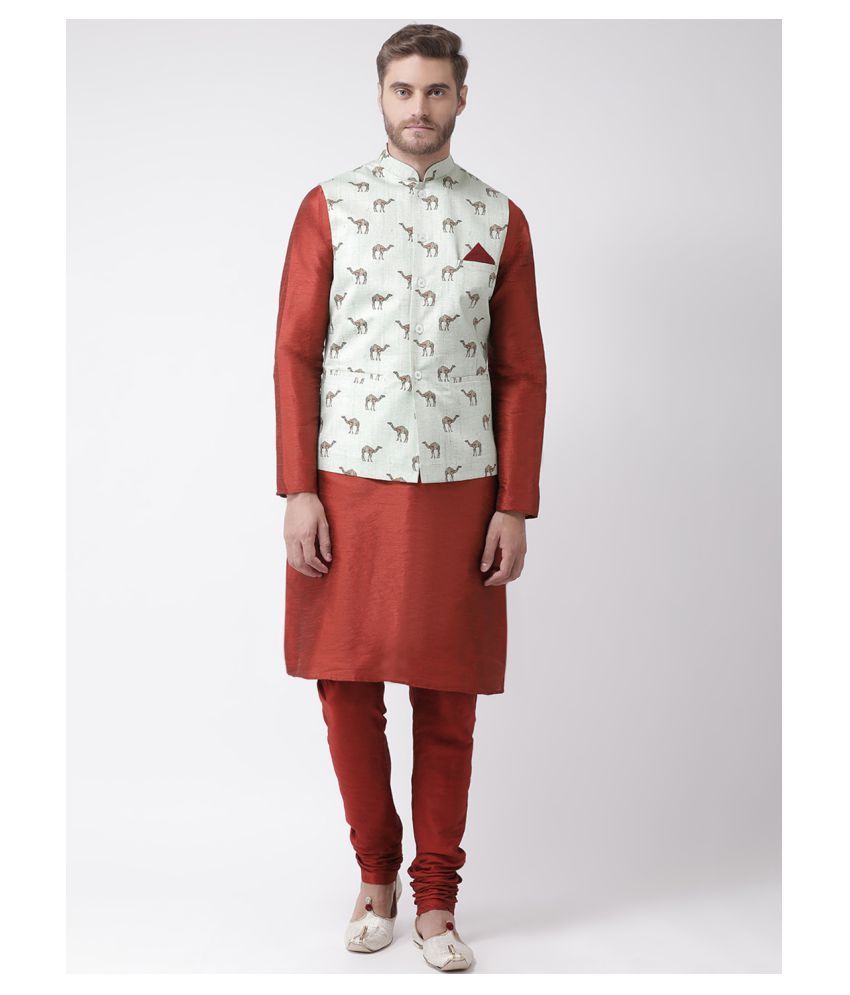     			Deyann Green Linen Kurta Pyjama Set