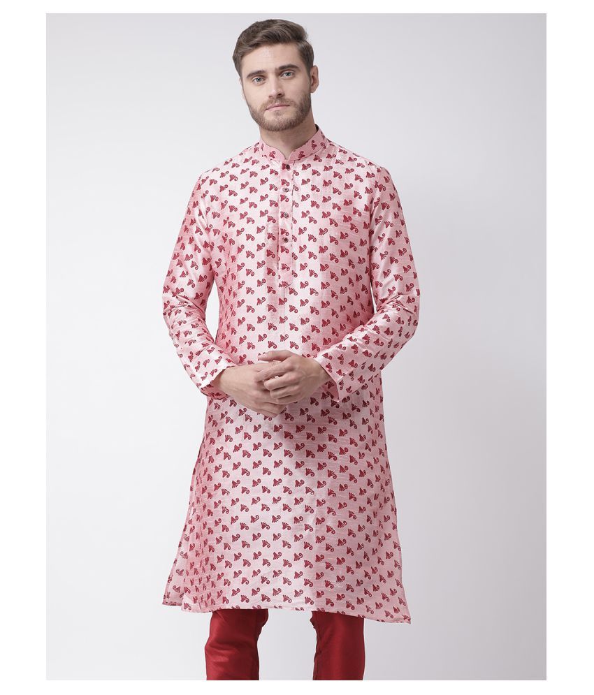     			Deyann Peach Silk Blend Kurta Pyjama Set