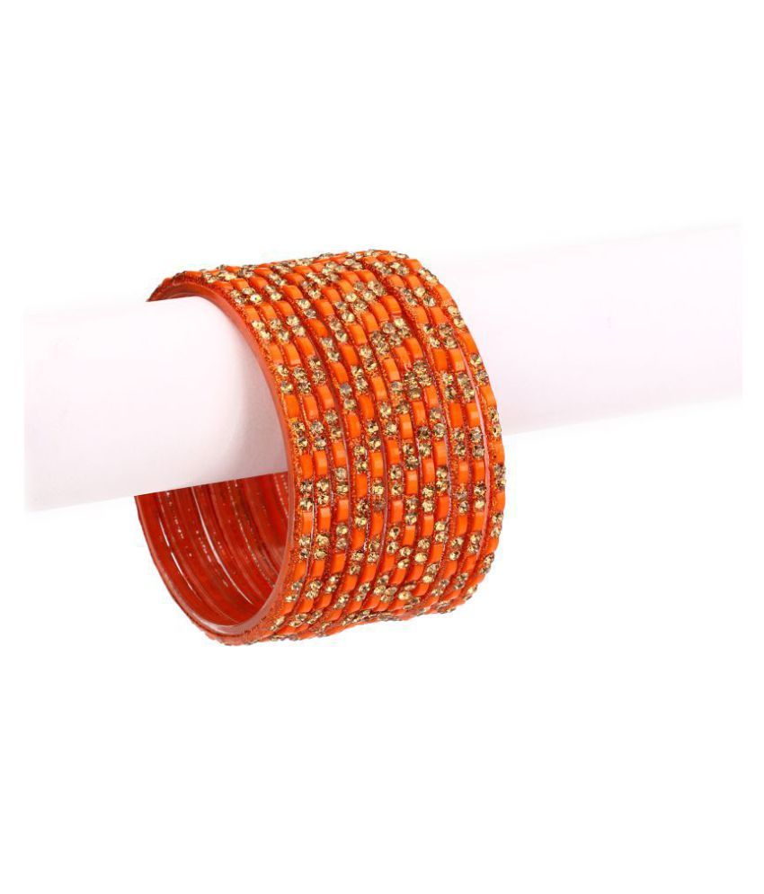     			AFAST  12 Orange Glass Bangle Party Set  & Crystal With Safety Box-EG_2.8