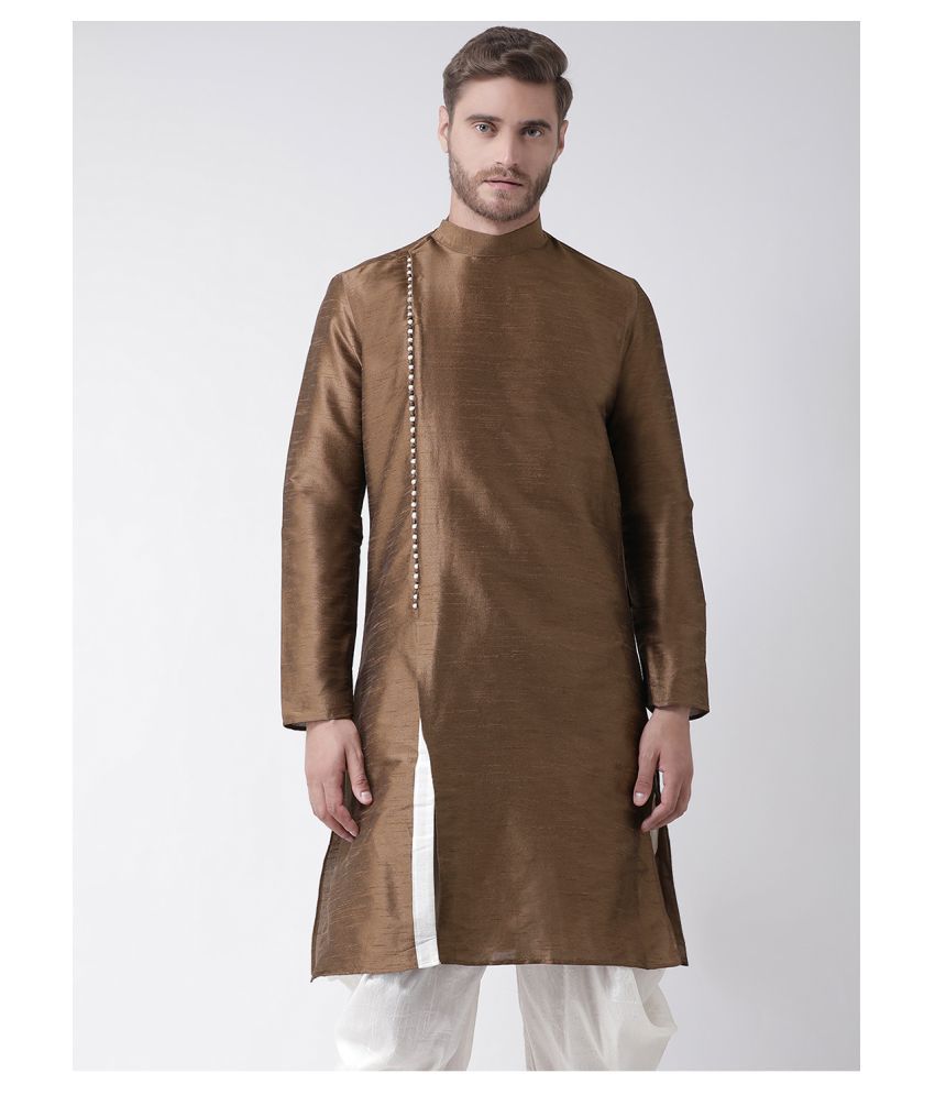     			Deyann Brown Silk Blend Kurta Pyjama Set