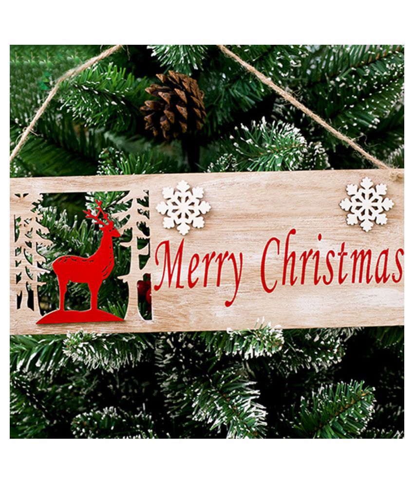Christmas Elk Wood Plate Hollow Door Hanging Wooden Pendant Xmas Ornaments Decor