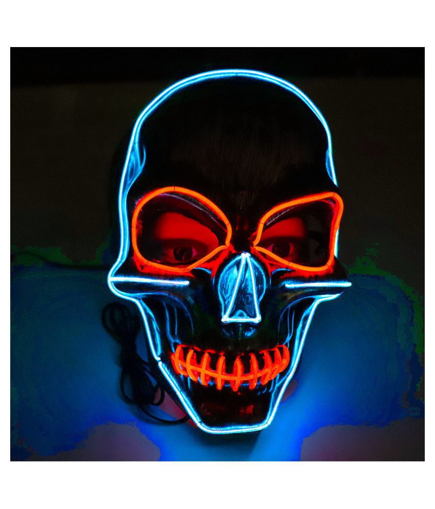 Halloween Sound Reactive Full Face LED Light Up Mask Dance Rave EDM Plur Party 