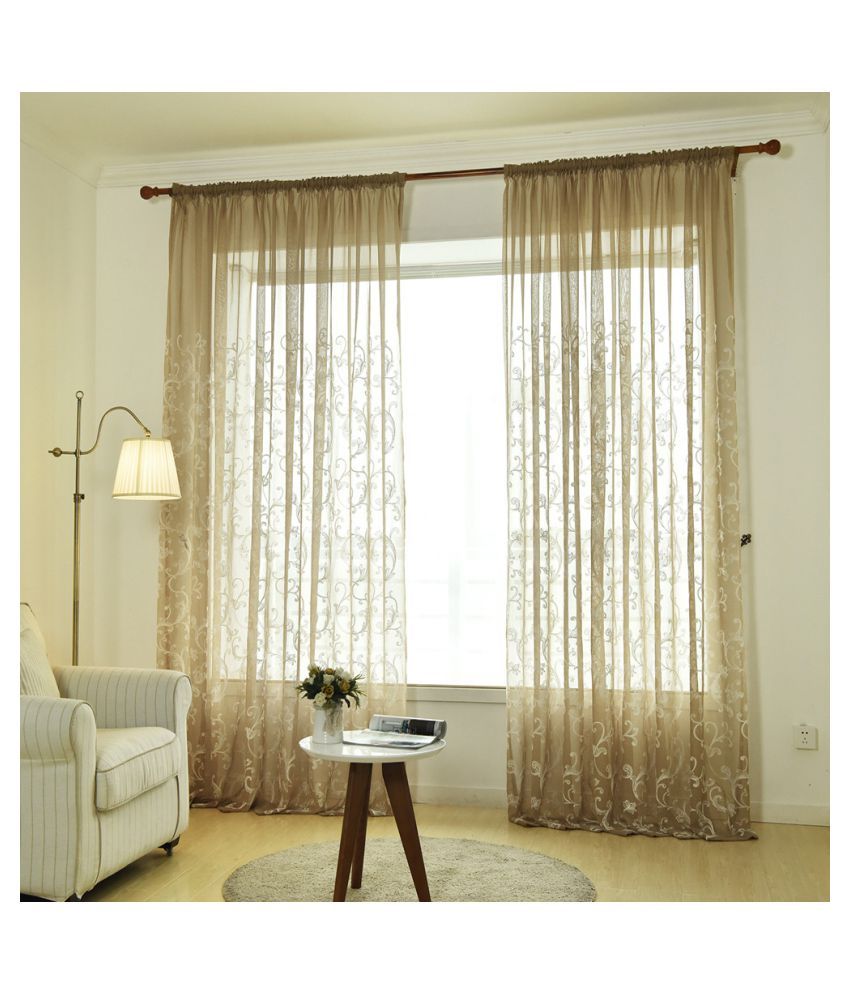 Leaves Sheer Curtain Tulle Window Treatment Voile Drape Valance 1
