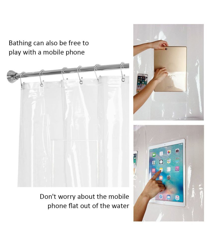 Phone Tablet Holder Clear Shower, Shower Curtain With Pockets For Phones And Tablets