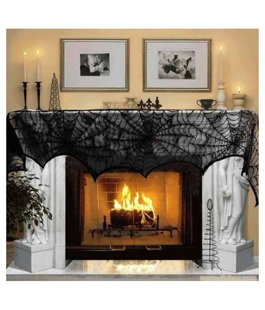 Halloween Bats Spider Web Cobweb Black Lace Festival Fireplace Mantle  Decor: Buy Halloween Bats Spider Web Cobweb Black Lace Festival Fireplace  Mantle Decor at Best Price in India on Snapdeal