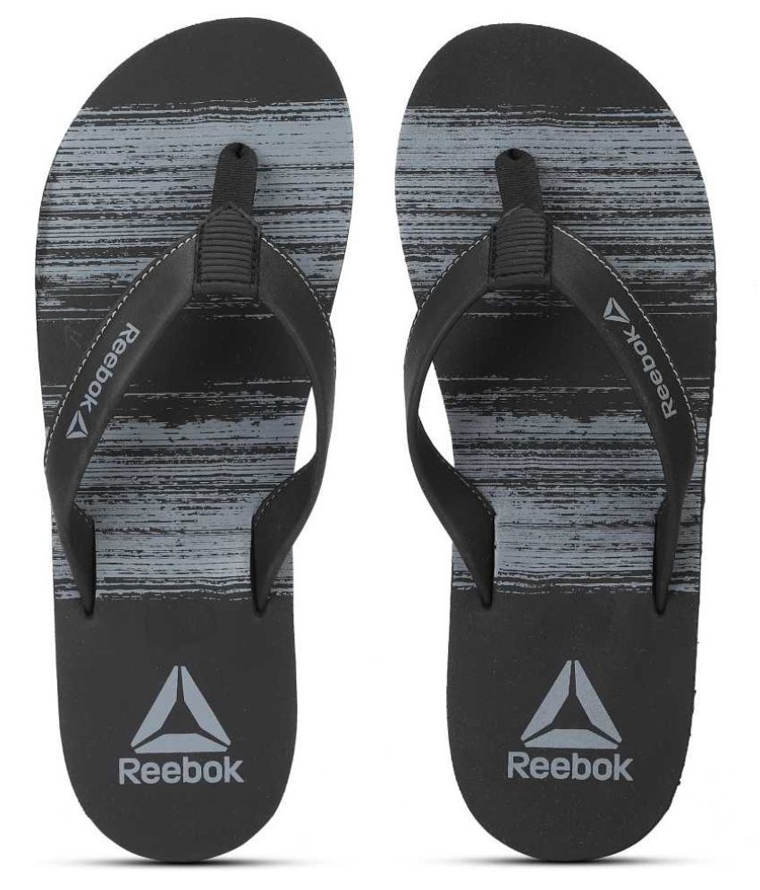 reebok flip flops black