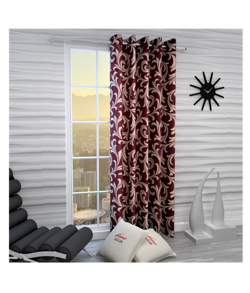     			Home Sizzler Single Window Semi-Transparent Eyelet Polyester Curtains Maroon