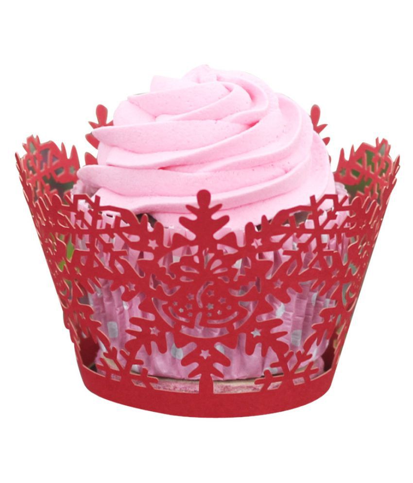 24Pcs Hot Christmas Hollow Lace Cup Muffin Cake Paper Case Wrap Cupcake Wrapper